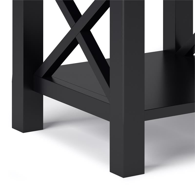Home Square 2-Piece Solidwood Wide End Table with Storage Set in Black