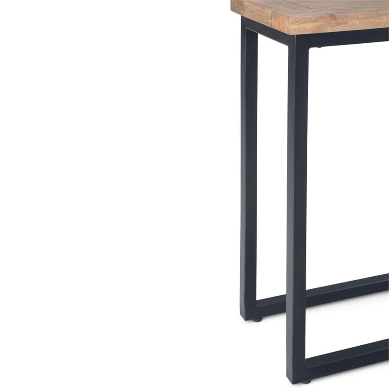Home Square 2-Piece Modern Solid Wood C-Shape End Table Set in Natural & Black