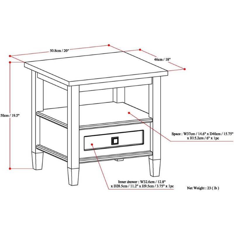Home Square 2-Piece Wood 20