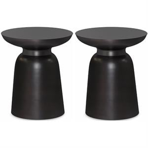 Home Square 2-Piece 17 &quot Metal Accent Side Table Set in Antique Copper