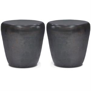 Home Square 2-Piece 20 &quot Metal Accent Side Table Set in Antique Copper