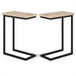 Home Square 2-Piece C-Shaped End Table Set in Distressed White Wash
