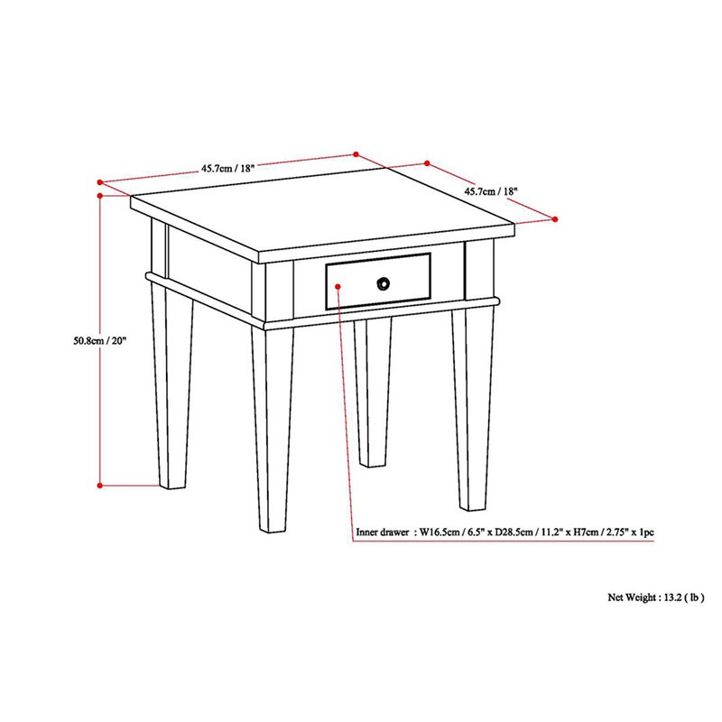 Home Square 2-Piece Wood 18