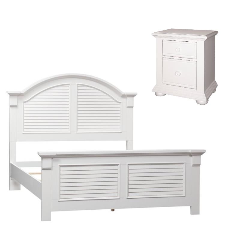 Home Square 2-Piece Set with Queen Panel Bed and 2-Drawer Night Stand