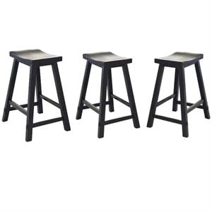 Home Square 3-Piece Furniture Creations 24&quot Sawhorse Barstool Set in Black