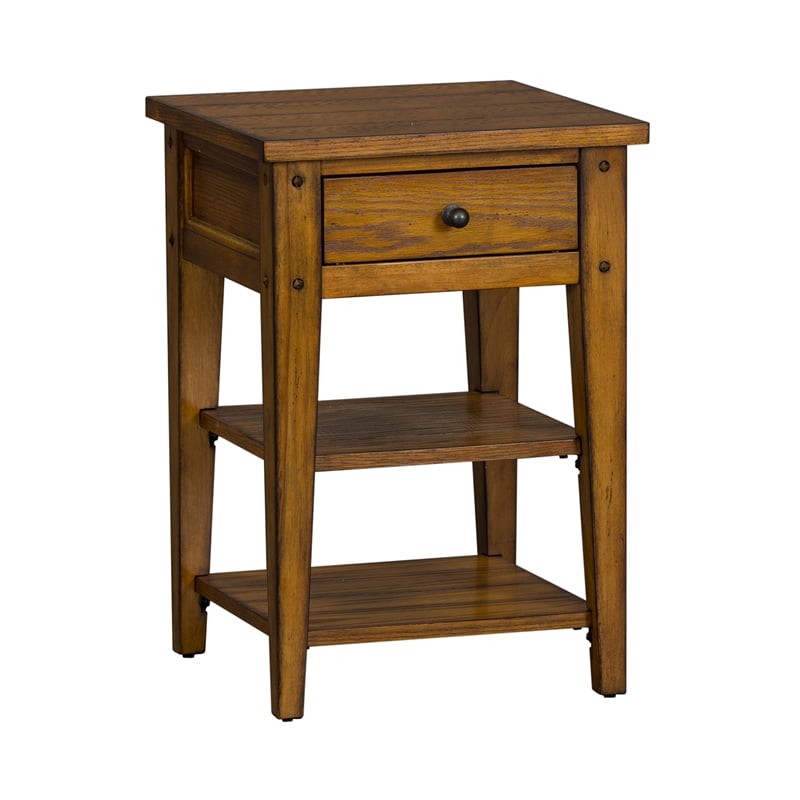 Home Square 2-Piece Furniture Lake House Chair Side Table Set in Oak