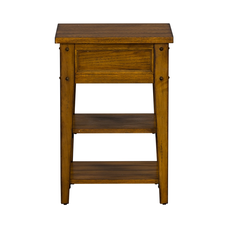 Home Square 2-Piece Furniture Lake House Chair Side Table Set in Oak