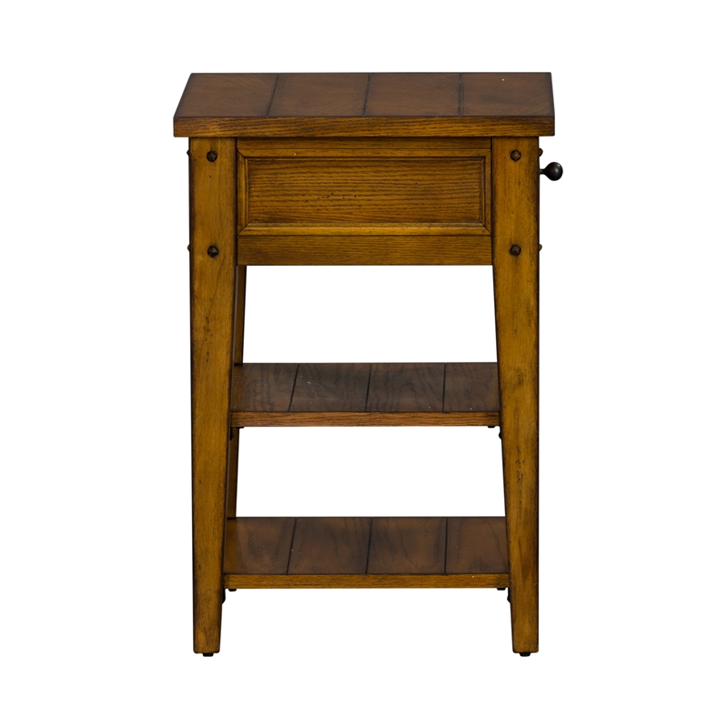 Home Square 2-Piece Furniture Lake House Chair Side Table Set in Oak