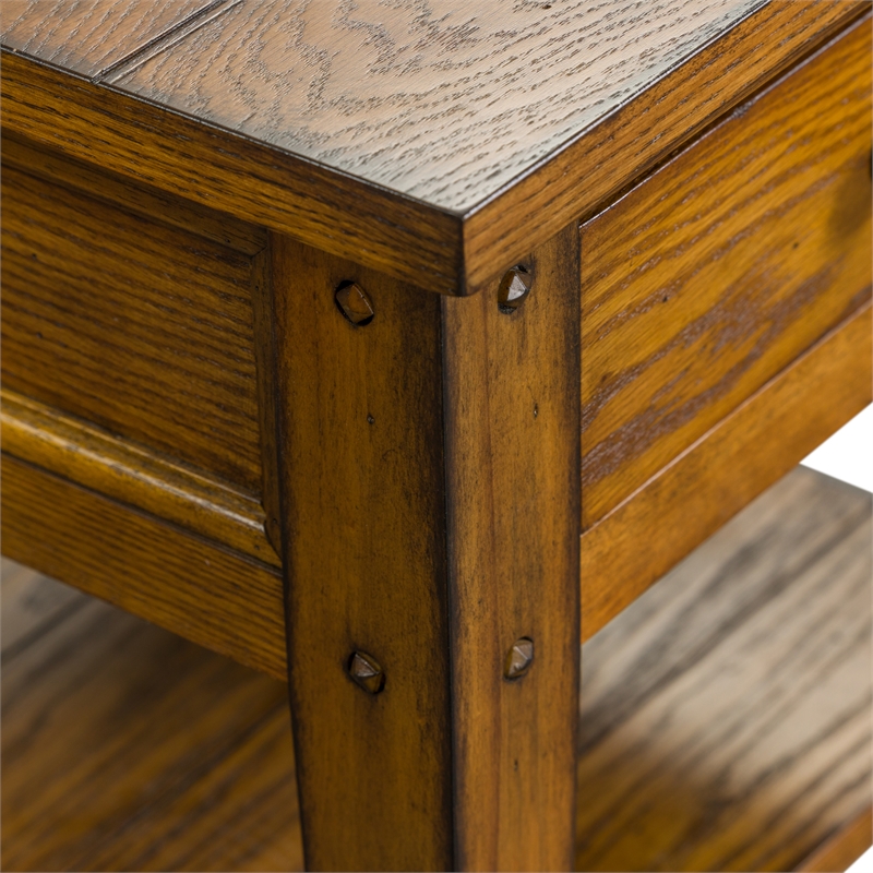 Home Square 2-Piece Furniture Lake House Chair Side Table Set in Oak