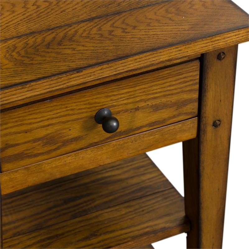 Home Square 2-Piece Furniture Lake House Chair Side Table Set in Oak