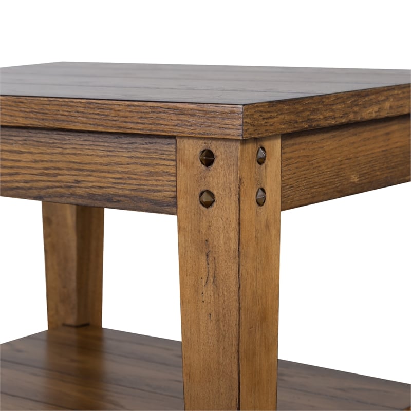 Home Square 2-Piece Furniture Lake House Tiered Table Set in Oak
