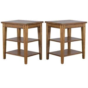 Home Square 2-Piece Furniture Lake House Tiered Table Set in Oak