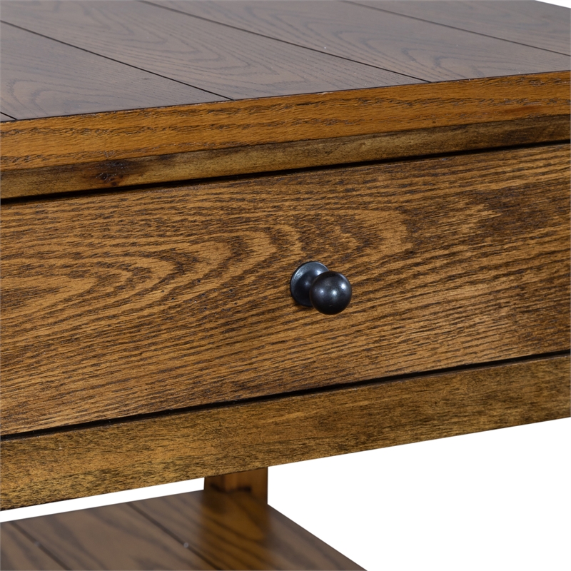 Home Square 2-Piece Furniture Lake House Square End Table Set in Oak