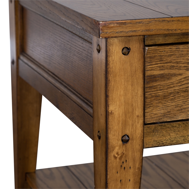 Home Square 2-Piece Furniture Lake House Square End Table Set in Oak