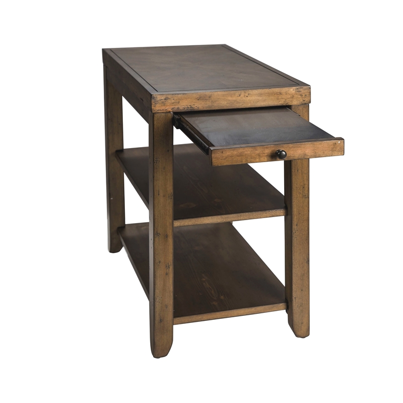 Home Square 2-Piece Furniture Mitchell Chair Side Table Set in Nutmeg