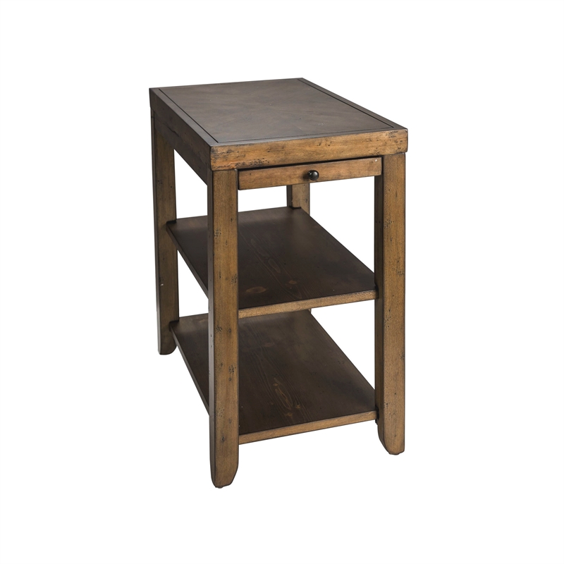 Home Square 2-Piece Furniture Mitchell Chair Side Table Set in Nutmeg