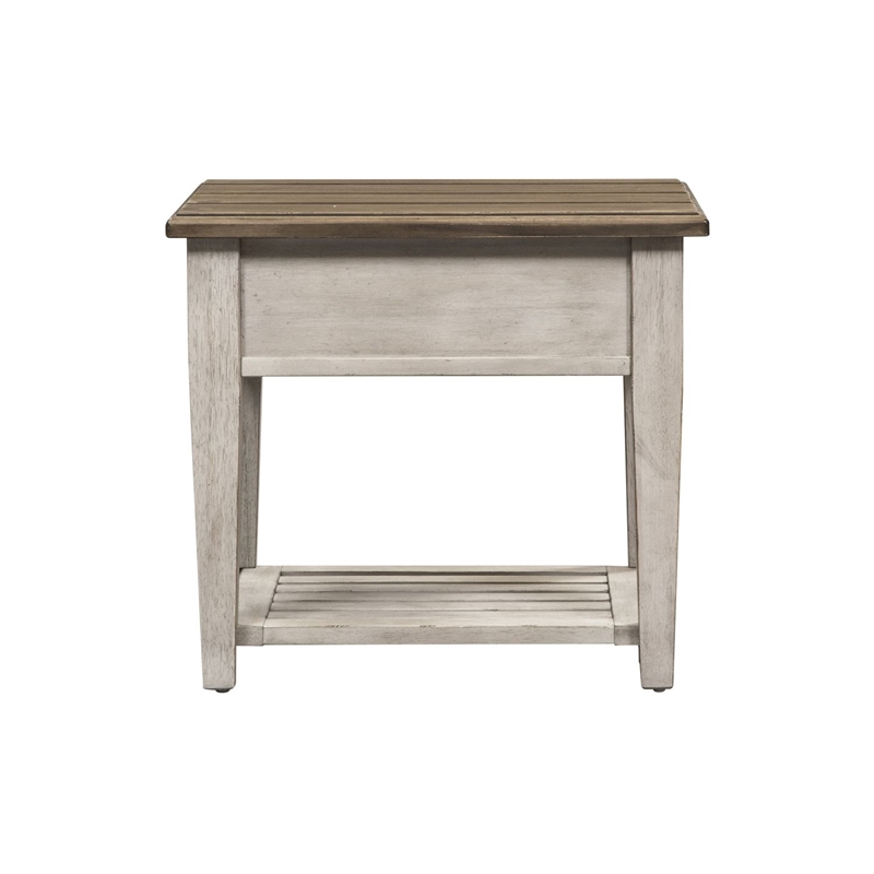 Home Square 2-Piece Furniture Heartland Drawer End Table Set in Oak