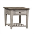 Home Square 2-Piece Furniture Heartland Drawer End Table Set in Oak