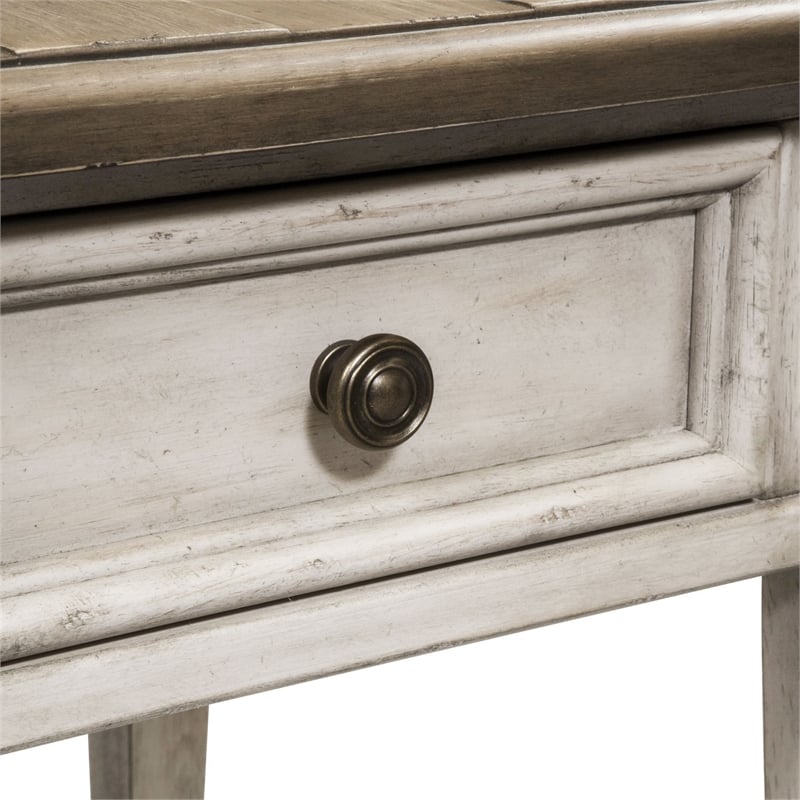 Home Square 2-Piece Furniture Heartland Drawer End Table Set in Oak