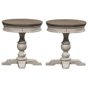 Home Square 2-Piece Furniture Heartland Round Pedestal Chair Side Table Set