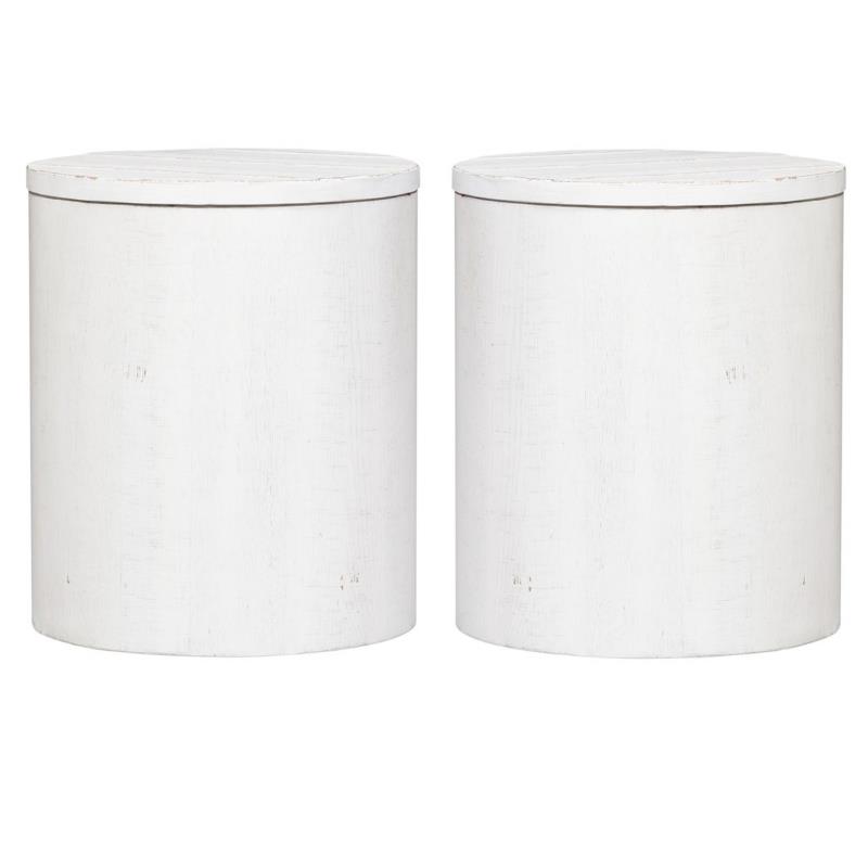 Home Square 2-Piece Furniture Modern Farmhouse Drum End Table Set