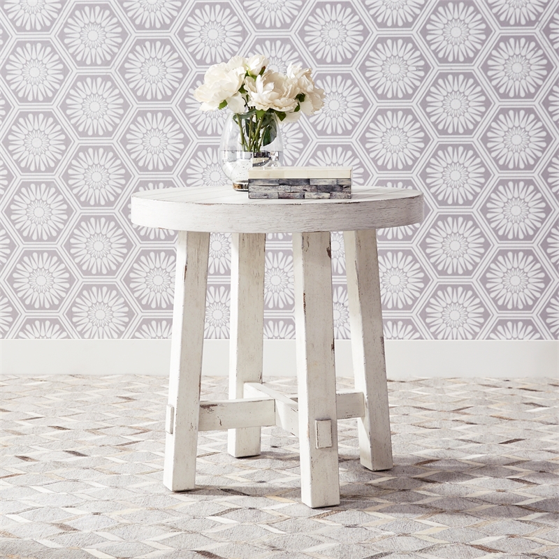 Home Square 2-Piece Furniture Modern Farmhouse Splay Leg Round End Table Set