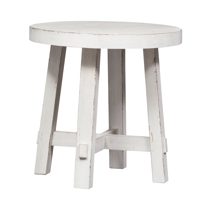 Home Square 2-Piece Furniture Modern Farmhouse Splay Leg Round End Table Set