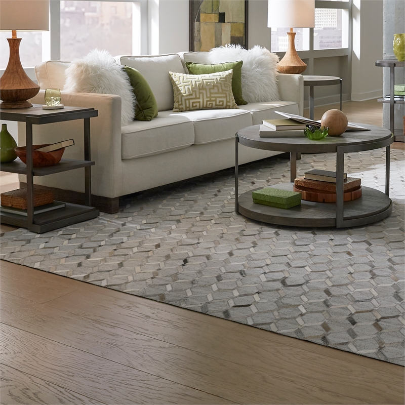 Home Square 2-Piece Furniture Modern View Round End Table Set in Brown