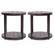 Home Square 2-Piece Furniture Modern View Round End Table Set in Brown