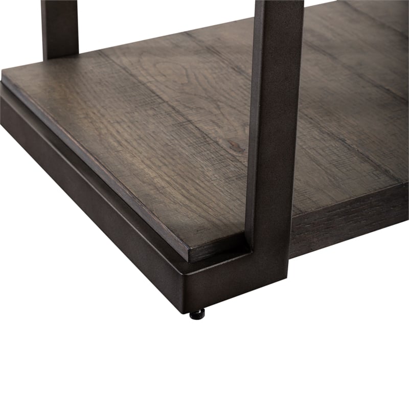 Home Square 2-Piece Furniture Modern View Tiered End Table Set in Oak
