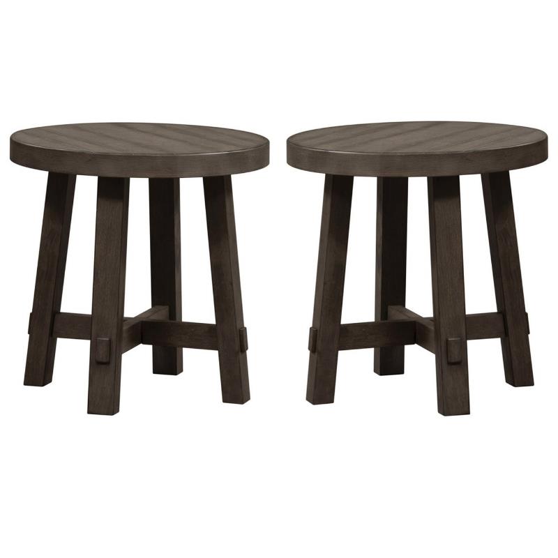 Home Square 2-Piece Furniture Modern Splay Leg Round End Table Set