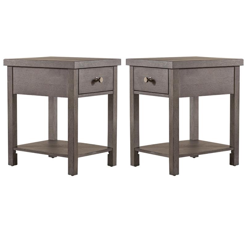 Home Square 2-Piece Furniture Modern Drawer Chair Side Table Set