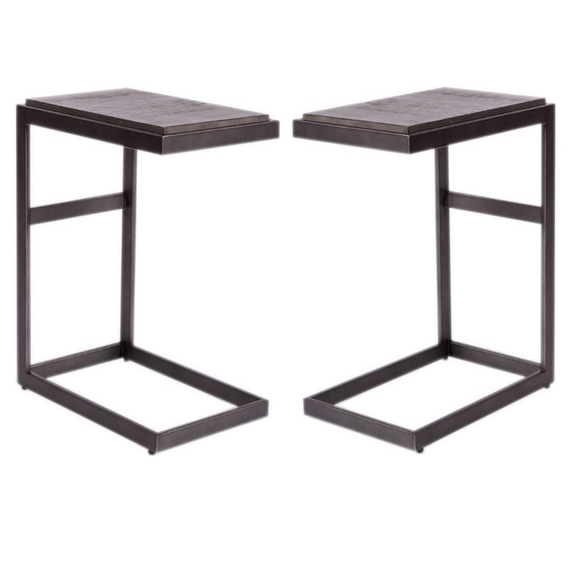 Home Square 2-Piece Furniture Modern View Laptop Table Set in Brown