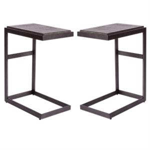 Home Square 2-Piece Furniture Modern View Laptop Table Set in Brown