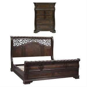 Home Square 2-Piece Set with Arbor Place 6-Drawer Chest & King Sleigh Bed