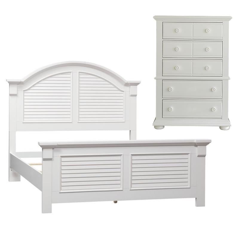 Home Square 2-Piece Set with Summer House Queen Panel Bed & 5-Drawer Chest