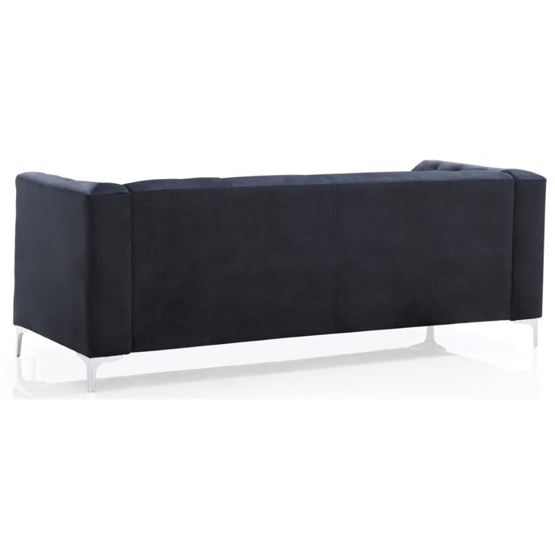 Home Square 2-Piece Set with Velvet Sofa and Loveseat in Black