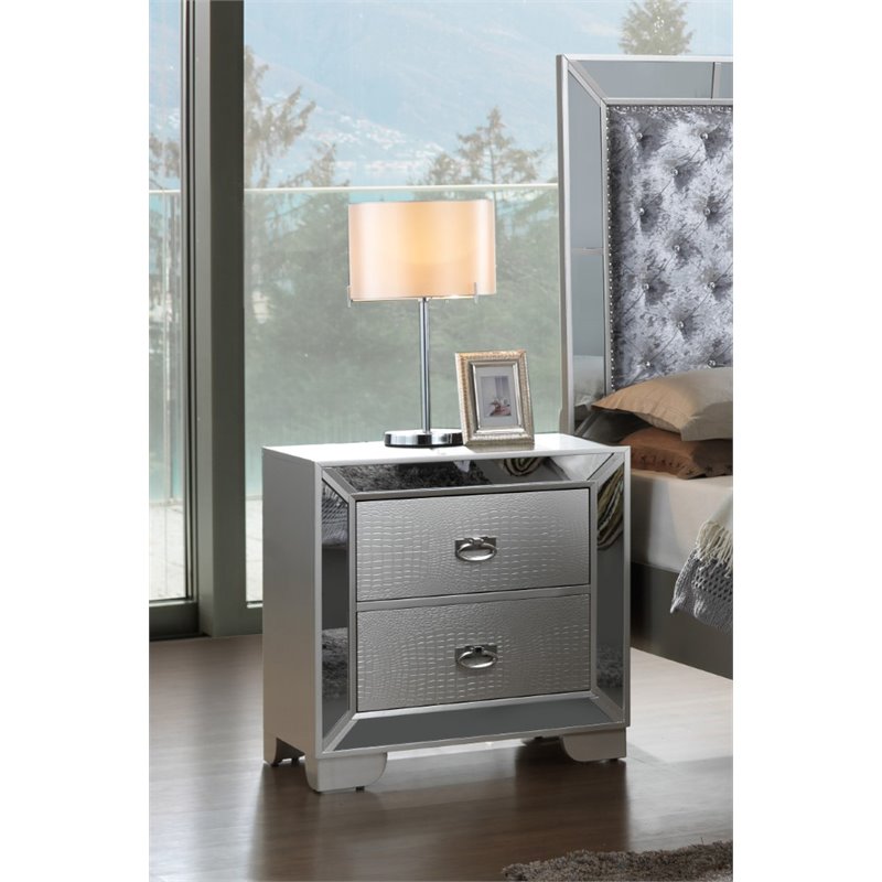 Home Square 2-Piece Set with 5-Drawer Chest & 2-Drawer Nightstand in Champagne