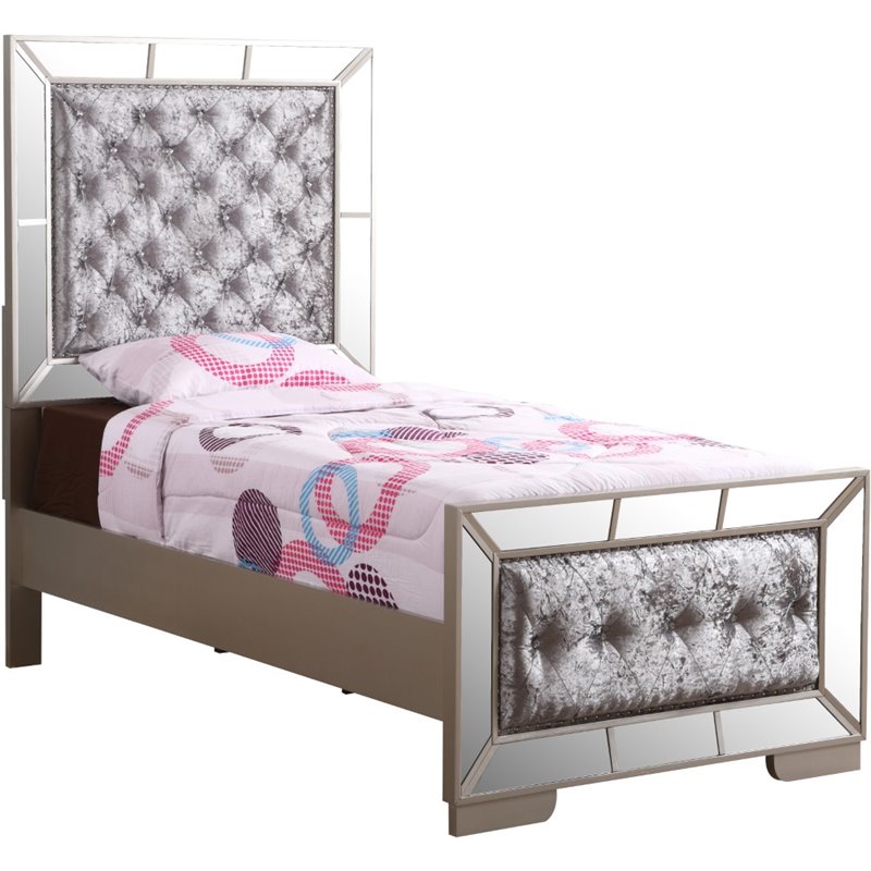 Home Square 2-Piece Set with Twin Panel Bed and 2-Drawer Nightstand