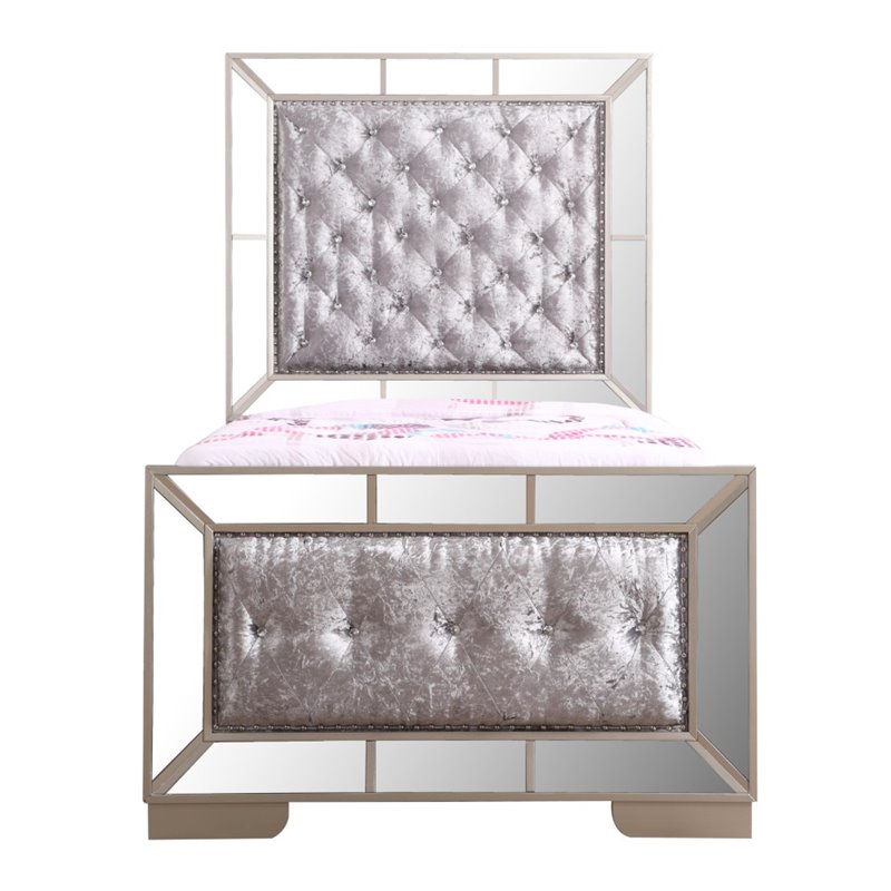 Home Square 3-Piece Set with Twin Panel Bed 5-Drawer Chest 2-Drawer Nightstand