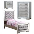 Home Square 3-Piece Set with Twin Panel Bed 5-Drawer Chest 2-Drawer Nightstand