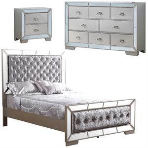 Home Square 3-Piece Set with Queen Panel Bed 8-Drawer Dresser & Nightstand