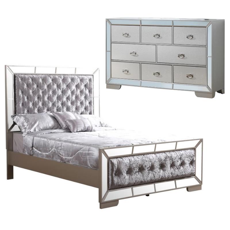 Home Square 2-Piece Set with Queen Panel Bed and 8-Drawer Dresser