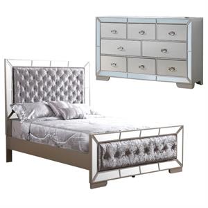 Home Square 2-Piece Set with Queen Panel Bed and 8-Drawer Dresser
