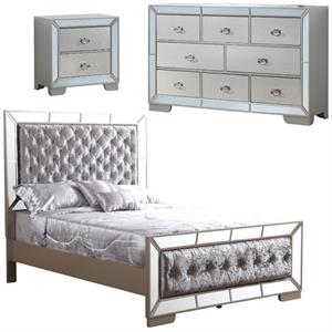 Home Square 3-Piece Set with King Panel Bed 8-Drawer Dresser 2-Drawer Nightstand