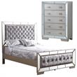 Home Square 2-Piece Set with Full Panel Bed & 5-Drawer Chest in Champagne