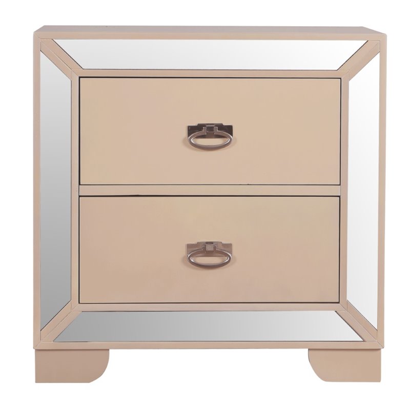 Home Square 2-Piece Set with 5-Drawer Chest & 2-Drawer Nightstand in Pearl