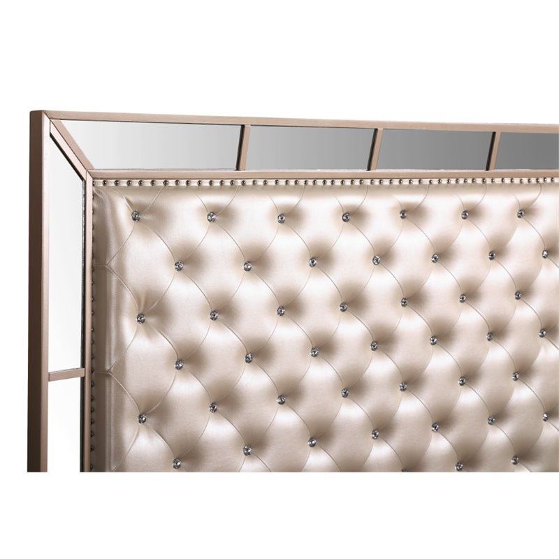 Home Square 2-Piece Set with Full Panel Bed and 5-Drawer Chest in Pearl