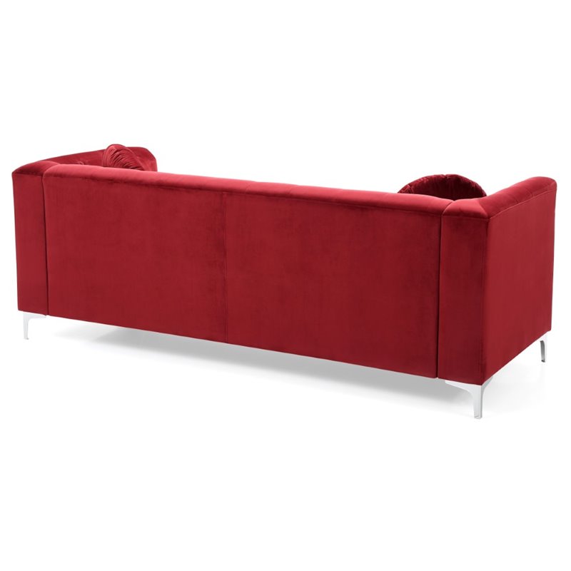 Home Square 2-Piece Set with Velvet Sofa and Loveseat in Burgundy