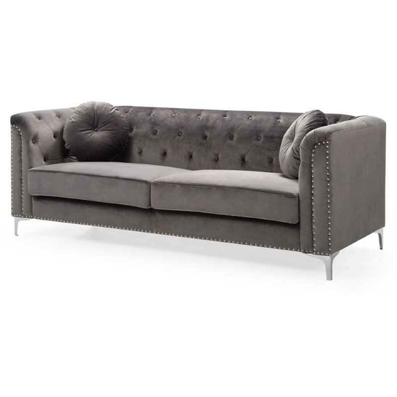 Home Square 2-Piece Set with Velvet Sofa and Loveseat in Dark Gray